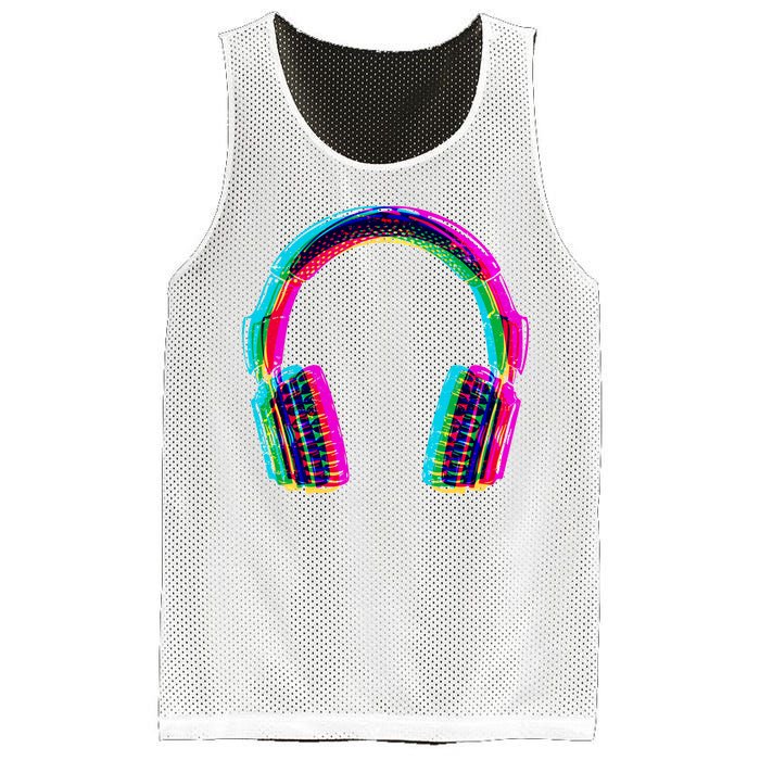 Vintage Neon Headphones Mesh Reversible Basketball Jersey Tank