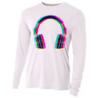 Vintage Neon Headphones Cooling Performance Long Sleeve Crew