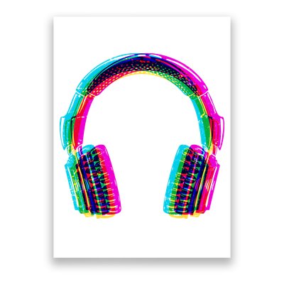 Vintage Neon Headphones Poster