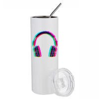 Vintage Neon Headphones Stainless Steel Tumbler