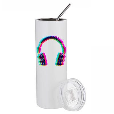 Vintage Neon Headphones Stainless Steel Tumbler