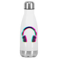 Vintage Neon Headphones Stainless Steel Insulated Water Bottle