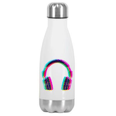 Vintage Neon Headphones Stainless Steel Insulated Water Bottle