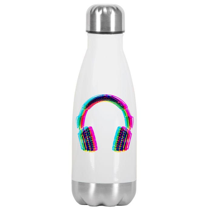 Vintage Neon Headphones Stainless Steel Insulated Water Bottle