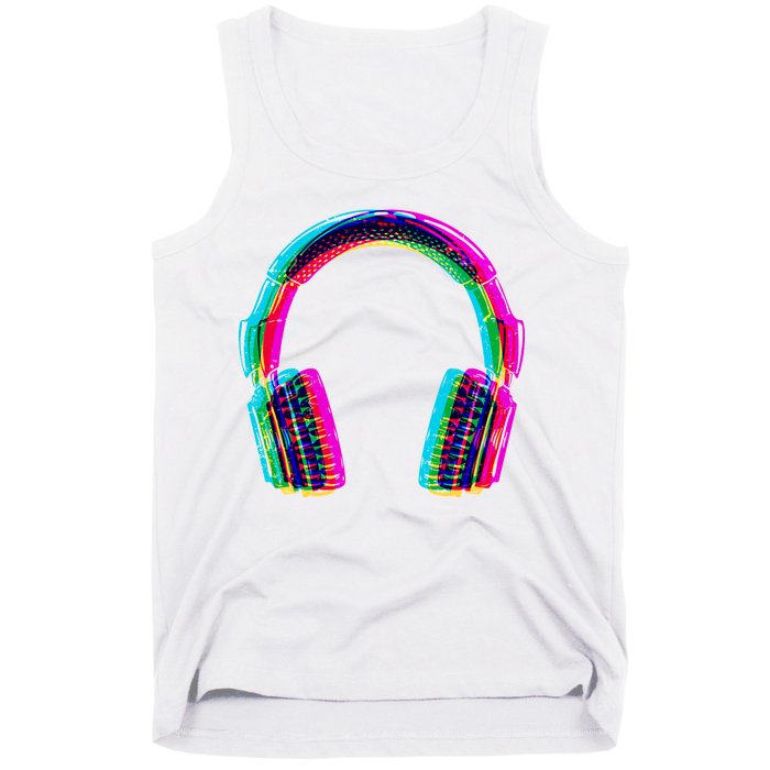 Vintage Neon Headphones Tank Top