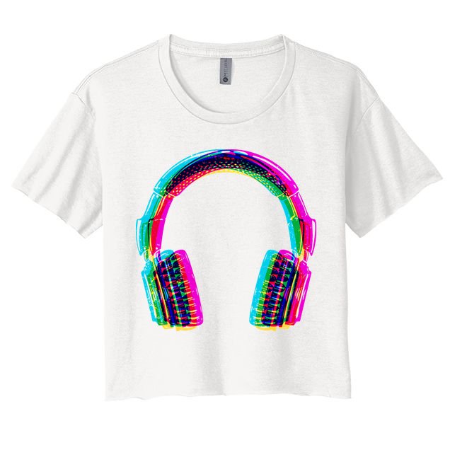 Vintage Neon Headphones Crop Top