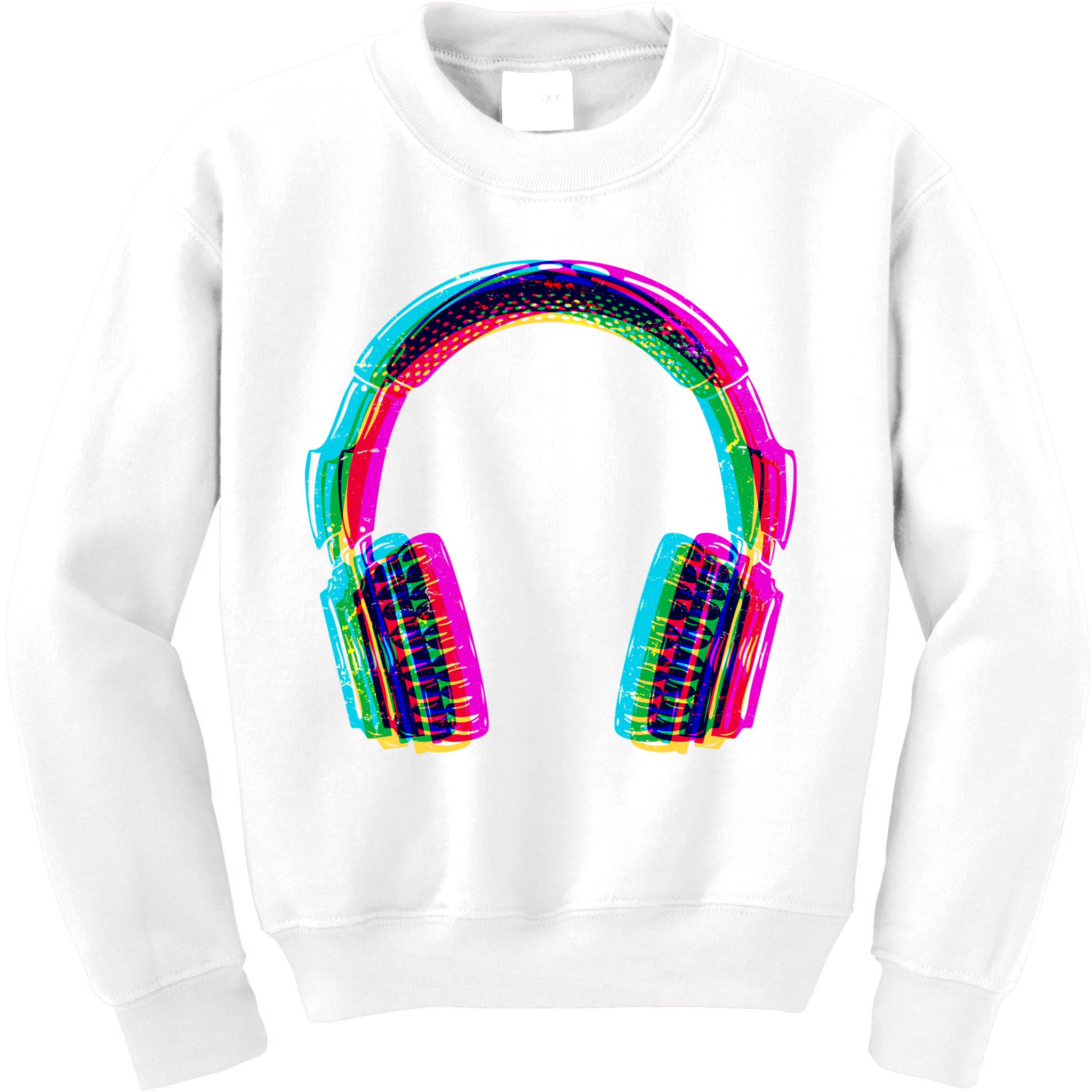 Vintage Neon Headphones Kids Sweatshirt
