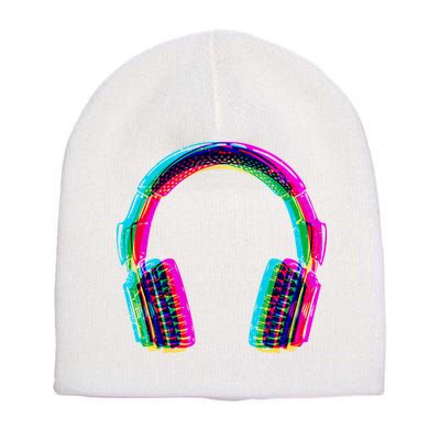 Vintage Neon Headphones Short Acrylic Beanie
