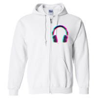 Vintage Neon Headphones Full Zip Hoodie