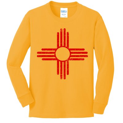 Vintage New Mexico Flag Symbol Kids Long Sleeve Shirt