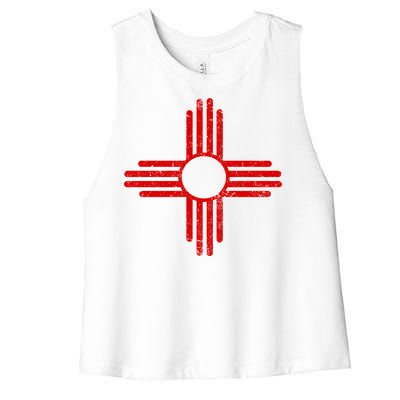 Vintage New Mexico Flag Symbol Women's Racerback Cropped Tank