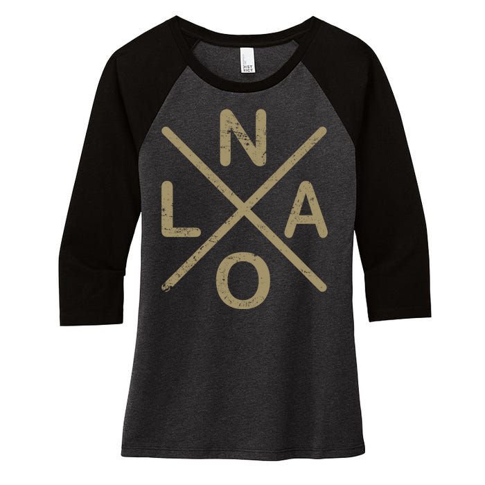 Vintage New Orleans Football Women's Tri-Blend 3/4-Sleeve Raglan Shirt