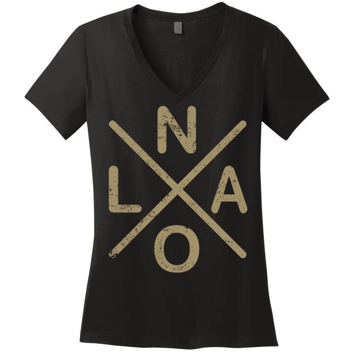 Vintage New Orleans Football Women's V-Neck T-Shirt