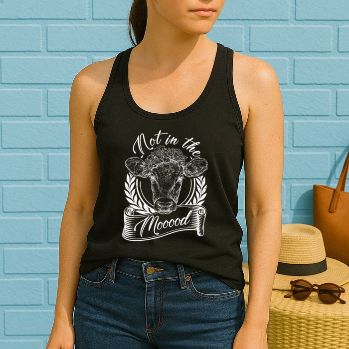 Vintage Not in the Moood Cow Womens Tank Top