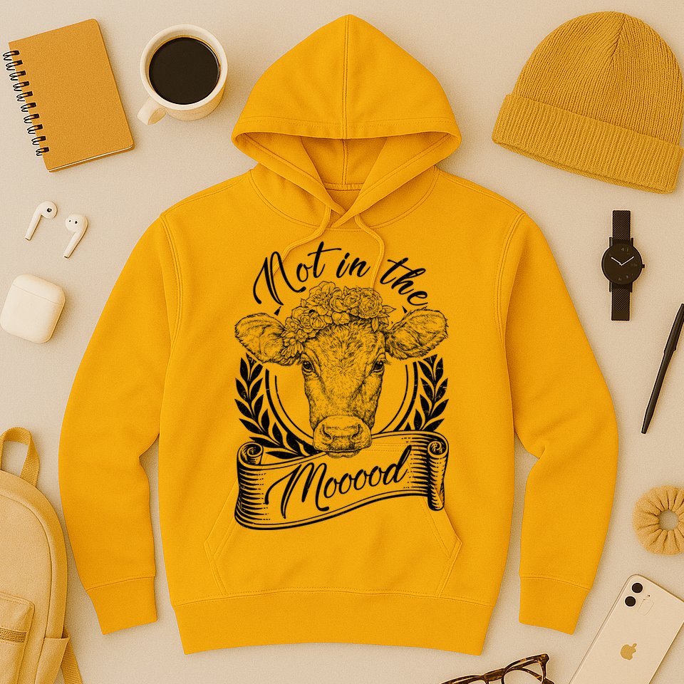 Vintage Not in the Moood Cow Hoodie