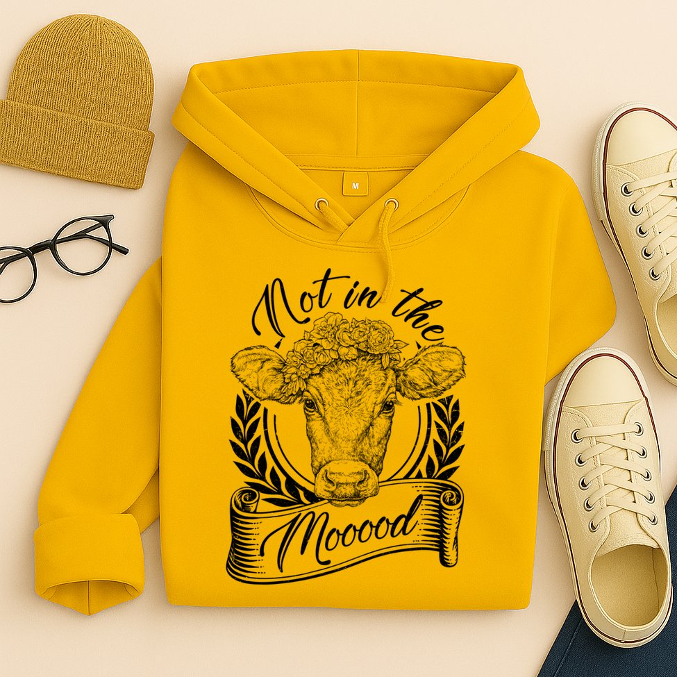 Vintage Not in the Moood Cow Hoodie
