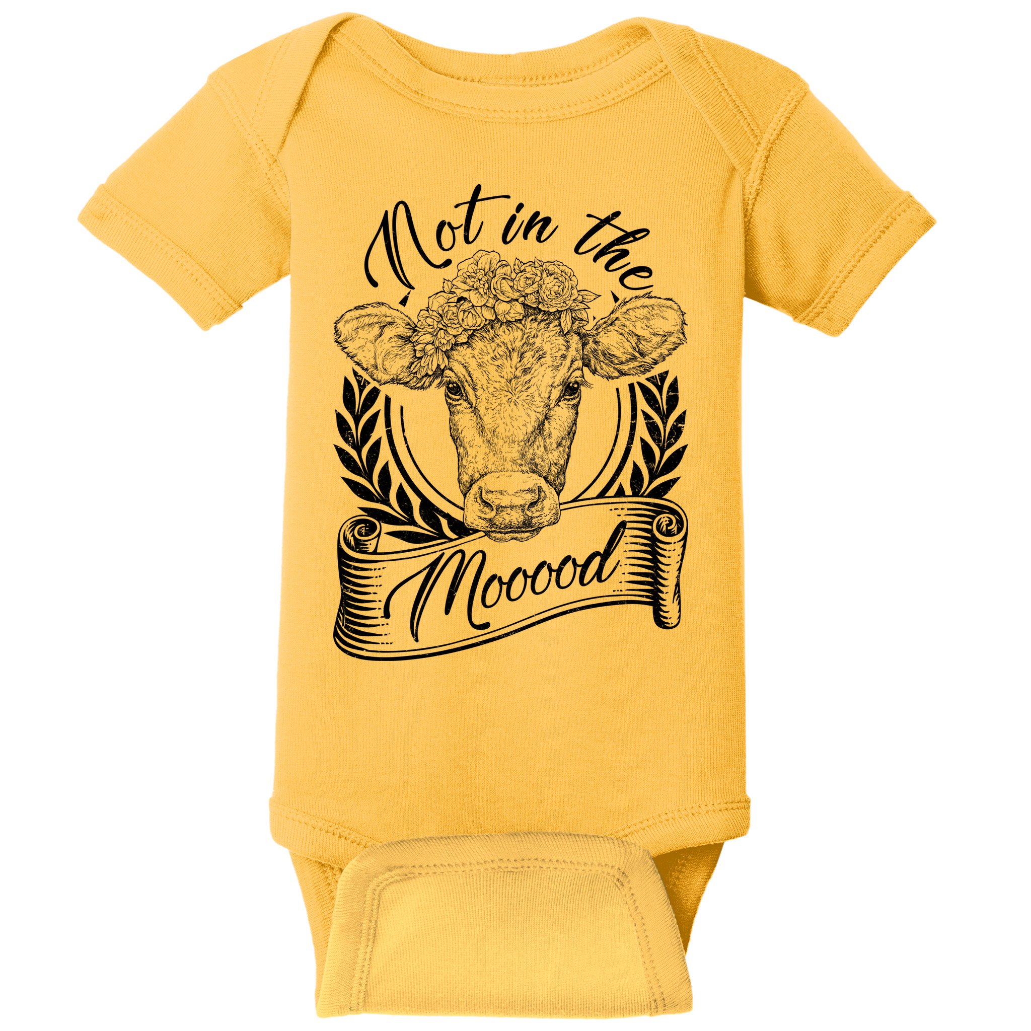 Vintage Not in the Moood Cow Baby Bodysuit