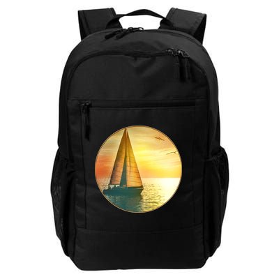 Vintage Ocean Sunset Sailboat Scene Backpack