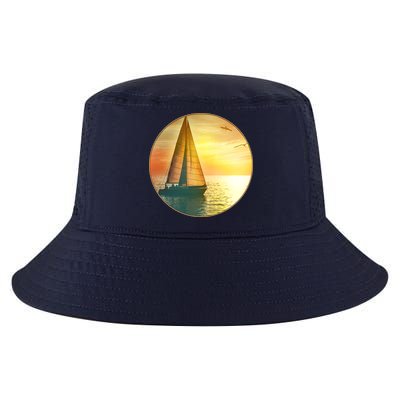 Vintage Ocean Sunset Sailboat Scene Cool Comfort Performance Bucket Hat