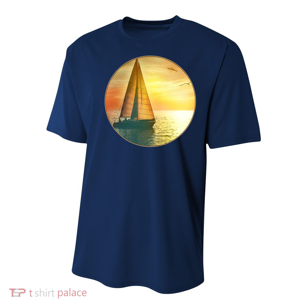 Vintage Ocean Sunset Sailboat Scene Youth Performance Sprint T-Shirt