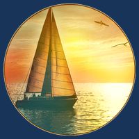 Vintage Ocean Sunset Sailboat Scene Women's V-Neck T-Shirt