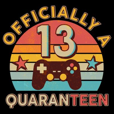 Vintage Officially A Quaranteen 13th Birthday Gamer T-Shirt
