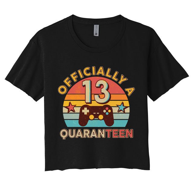 Vintage Officially A Quaranteen 13th Birthday Gamer Crop Top