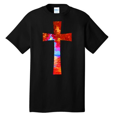 Vintage Oil Christian Cross Cool Pattern Tall T-Shirt