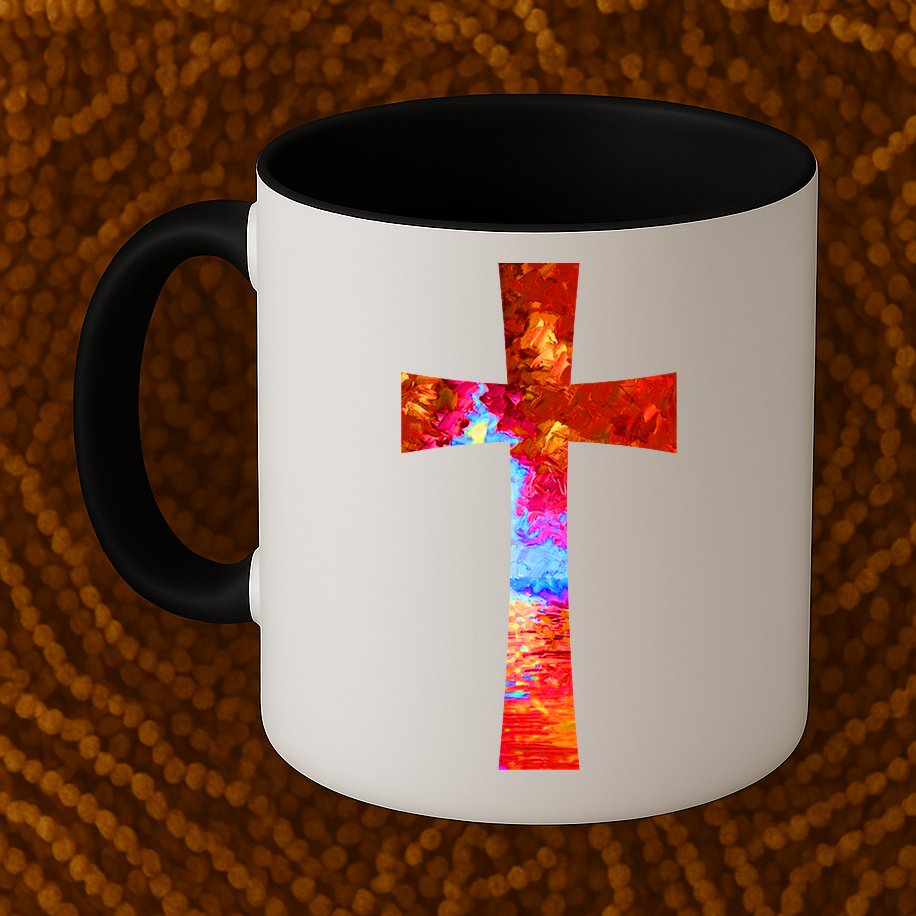 Vintage Oil Christian Cross Cool Pattern Mug
