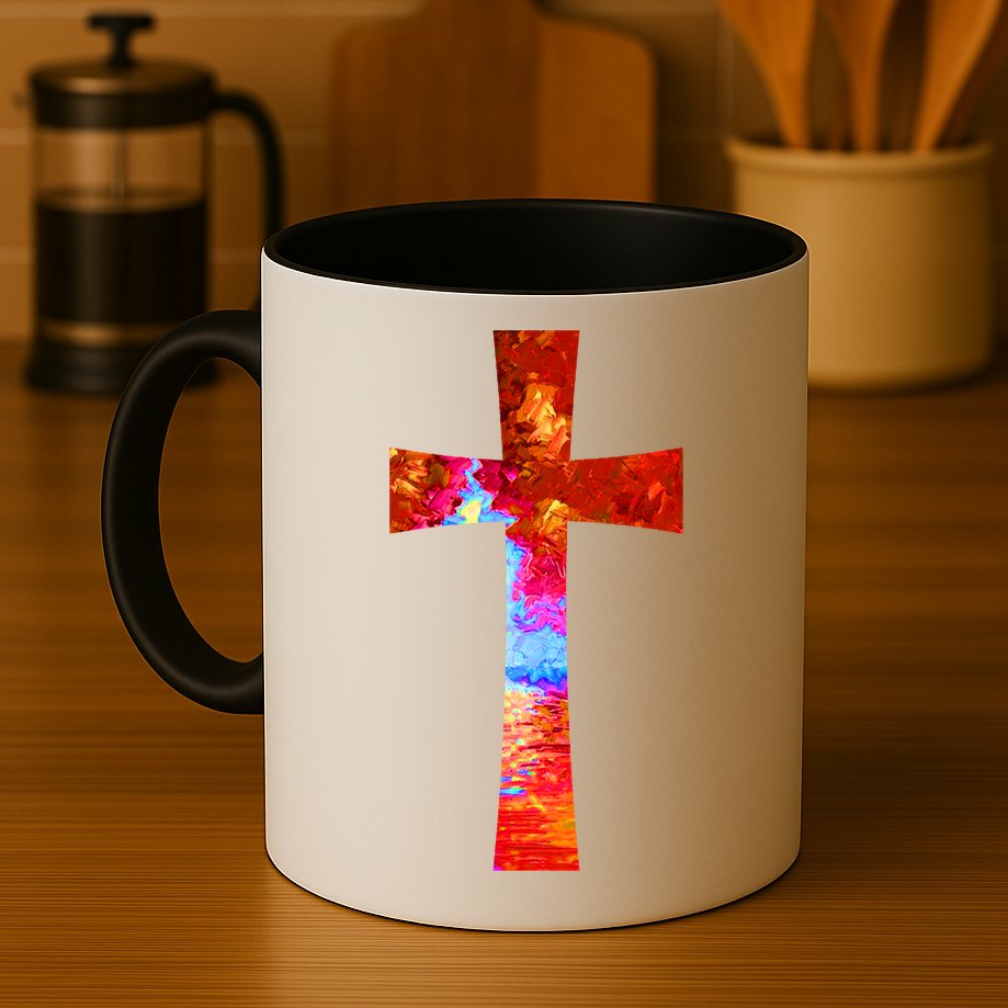 Vintage Oil Christian Cross Cool Pattern Mug