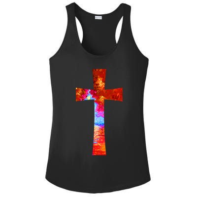 Vintage Oil Christian Cross Cool Pattern Ladies PosiCharge Competitor Racerback Tank
