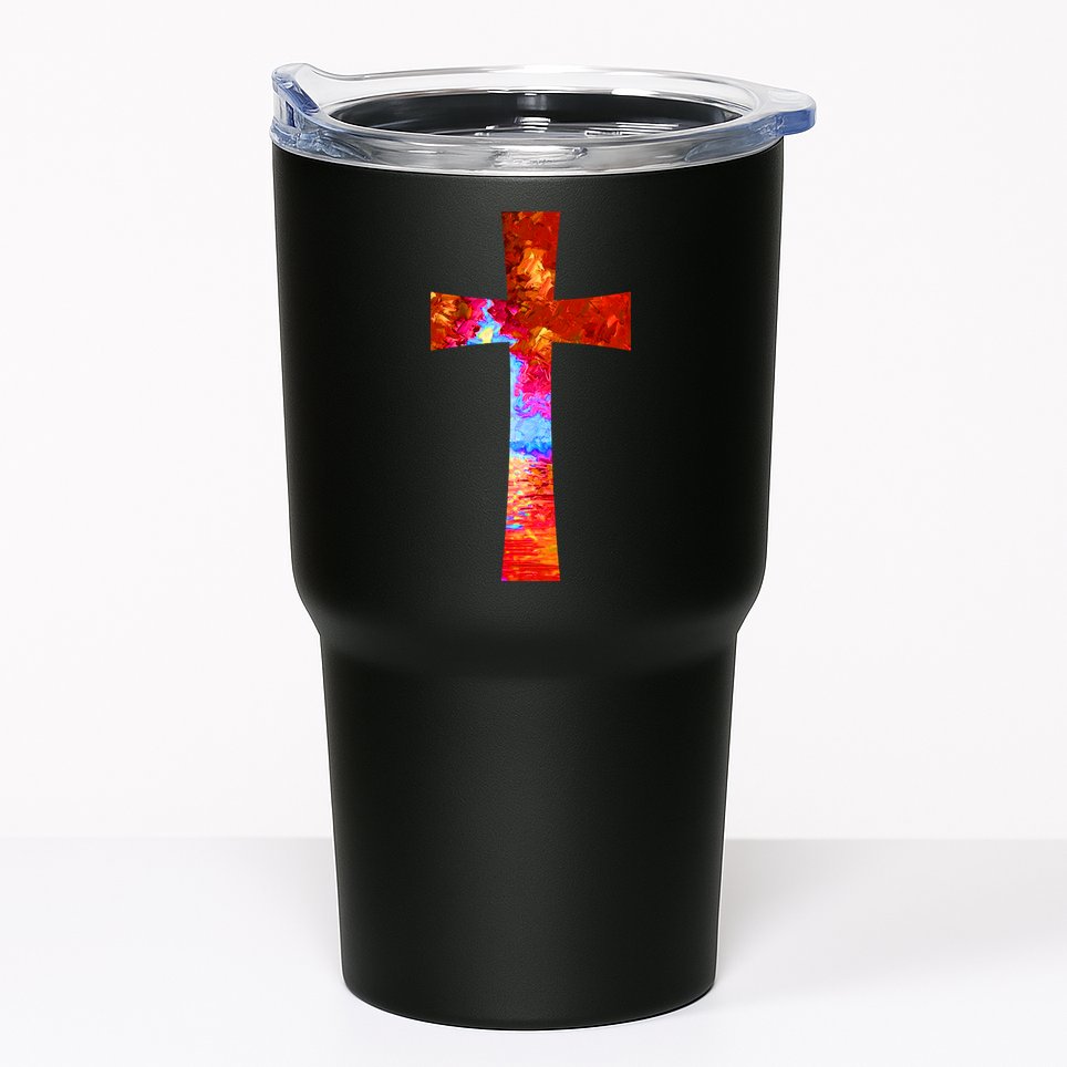 Vintage Oil Christian Cross Cool Pattern Tumbler