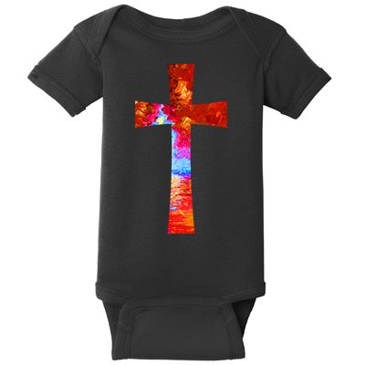 Vintage Oil Christian Cross Cool Pattern Baby Bodysuit