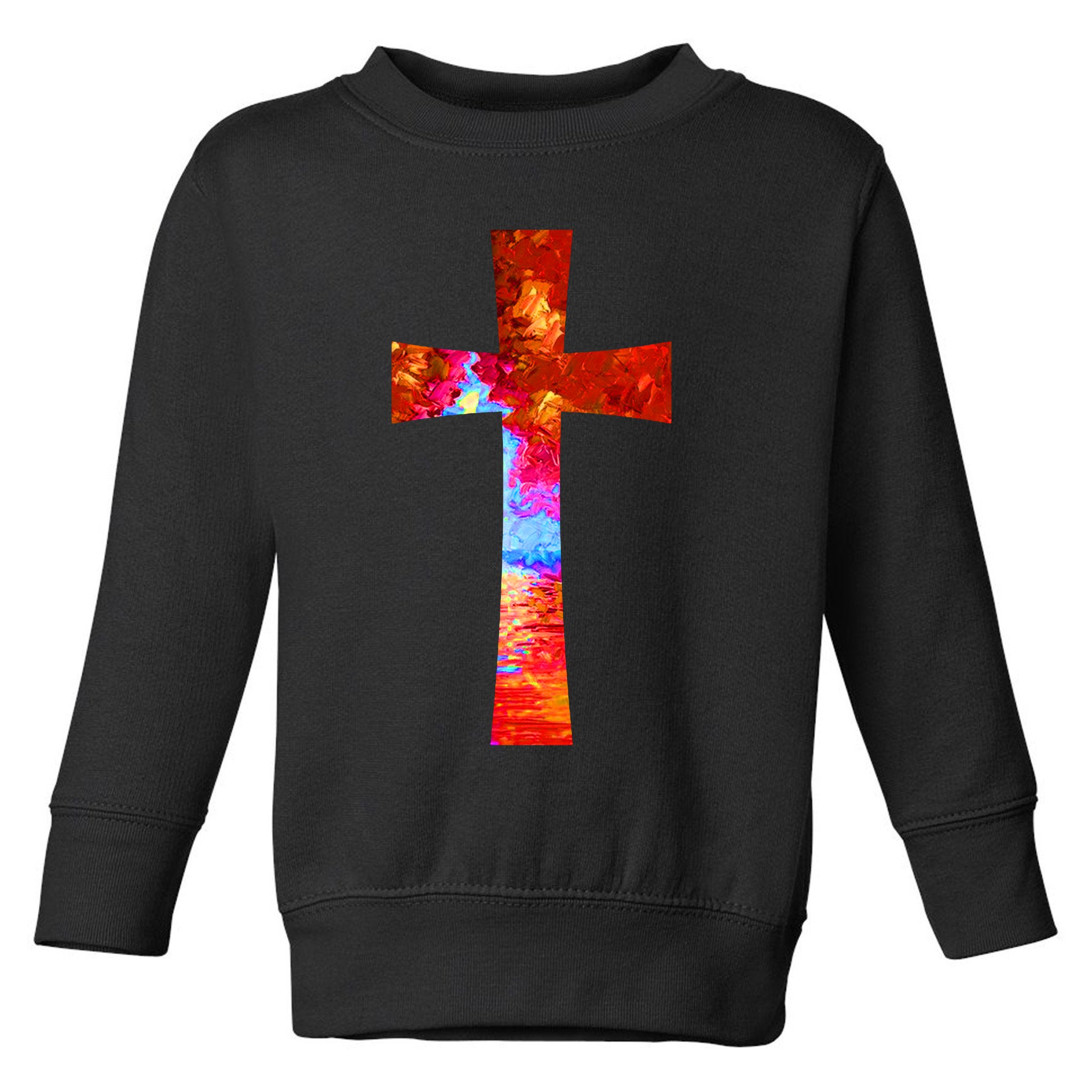 Vintage Oil Christian Cross Cool Pattern Toddler Sweatshirt