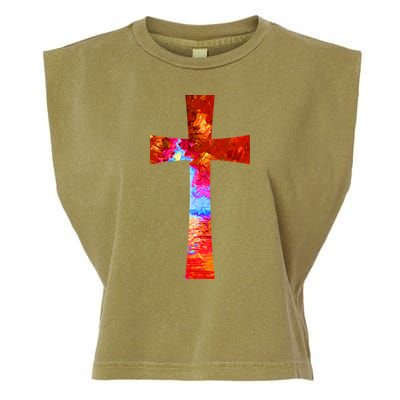 Vintage Oil Christian Cross Cool Pattern Garment-Dyed Women's Muscle Tee