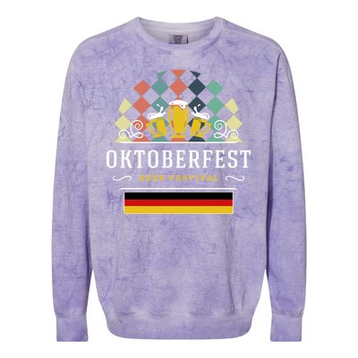 Vintage Oktoberfest Drinking Colorblast Crewneck Sweatshirt