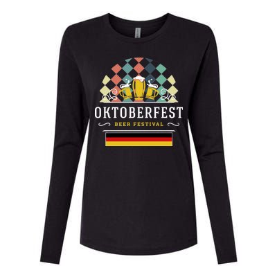 Vintage Oktoberfest Drinking Womens Cotton Relaxed Long Sleeve T-Shirt