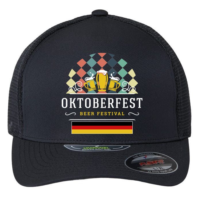 Vintage Oktoberfest Drinking Flexfit Unipanel Trucker Cap