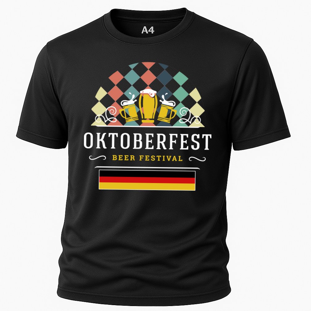 Vintage Oktoberfest Drinking Cooling Performance Crew T-Shirt