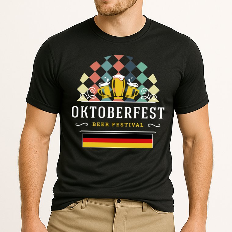 Vintage Oktoberfest Drinking Cooling Performance Crew T-Shirt