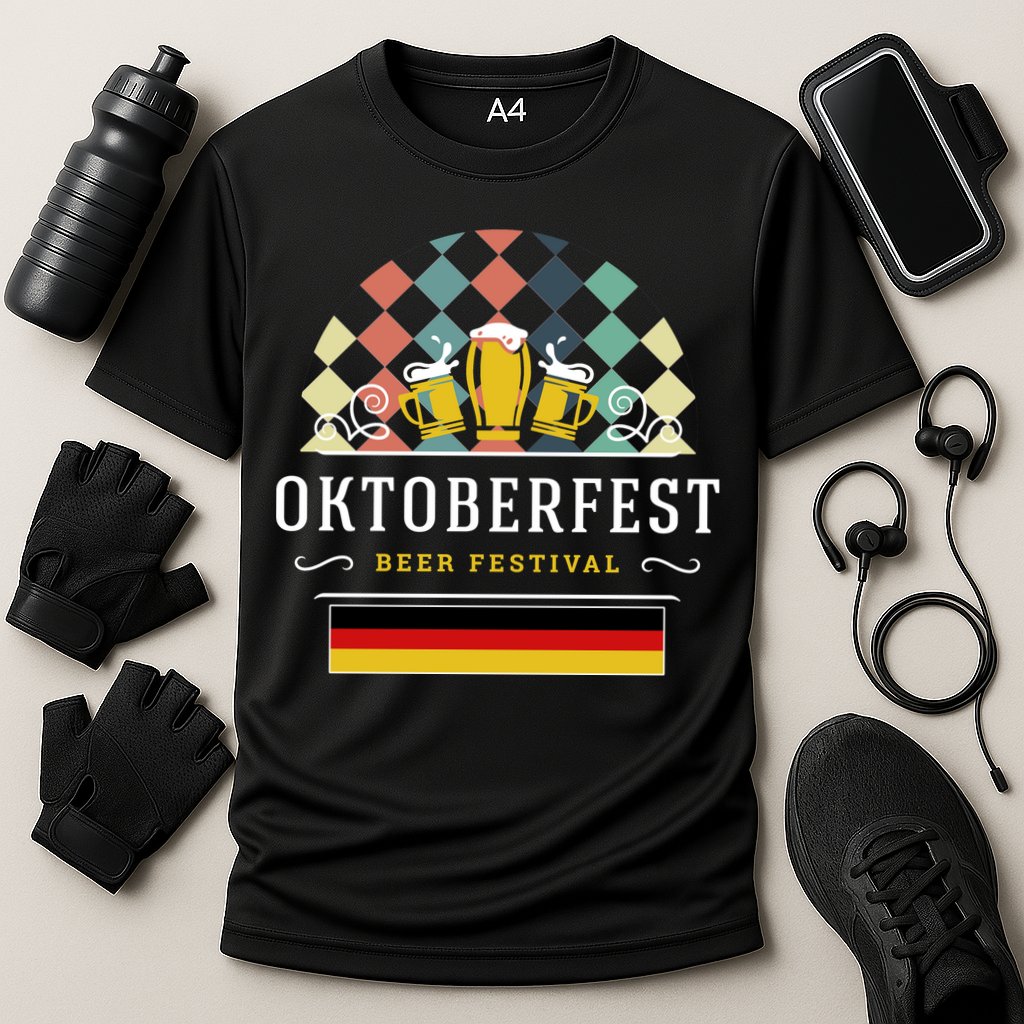 Vintage Oktoberfest Drinking Cooling Performance Crew T-Shirt