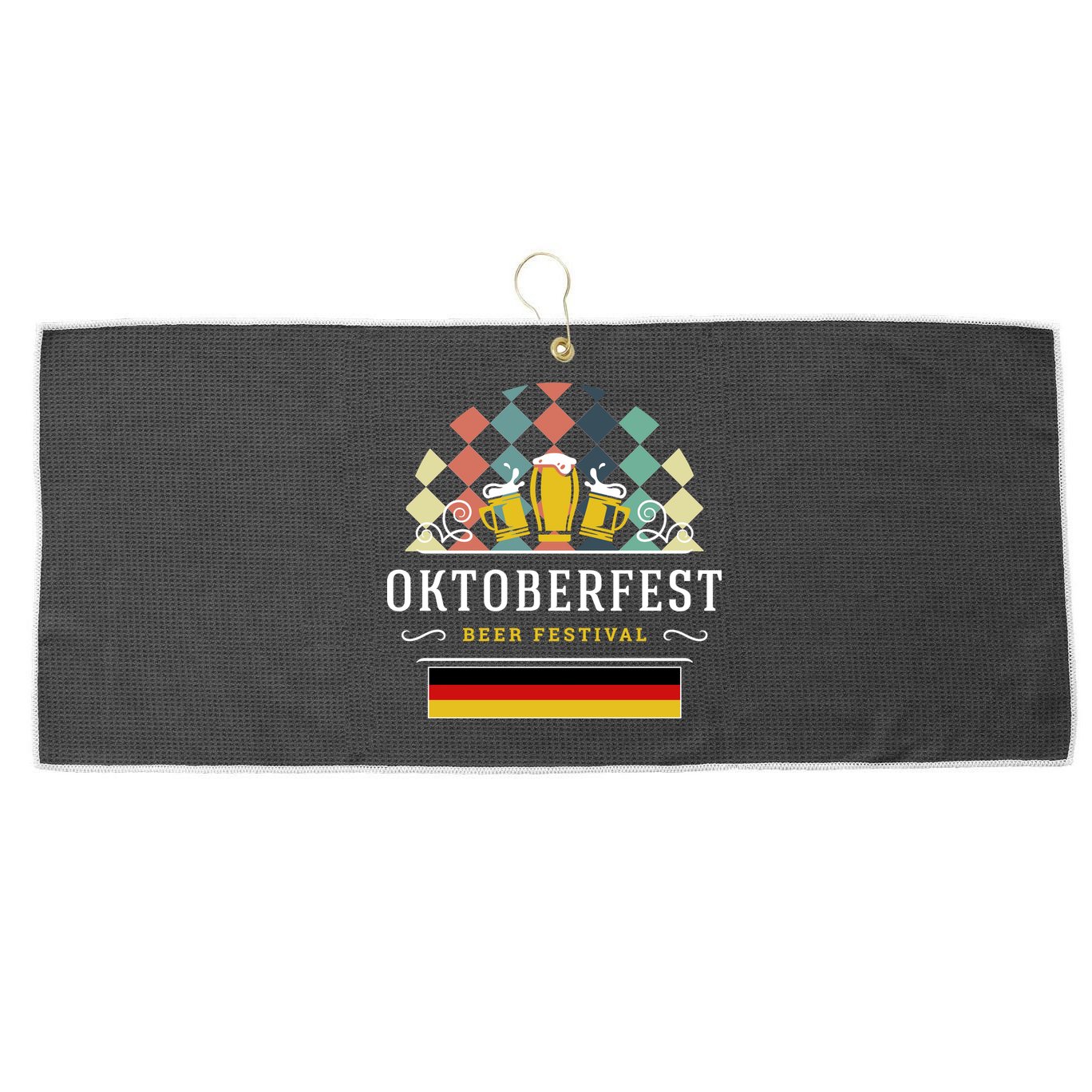 Vintage Oktoberfest Drinking Large Microfiber Waffle Golf Towel