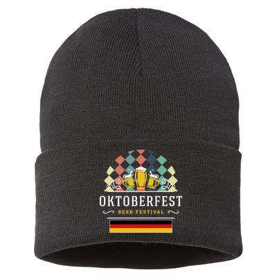 Vintage Oktoberfest Drinking Sustainable Knit Beanie