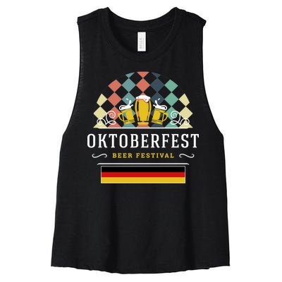 Vintage Oktoberfest Drinking Women's Racerback Cropped Tank