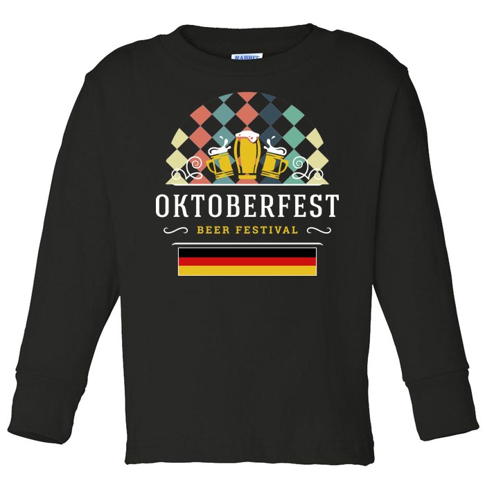 Vintage Oktoberfest Drinking Toddler Long Sleeve Shirt