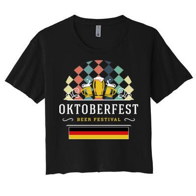 Vintage Oktoberfest Drinking Women's Crop Top Tee