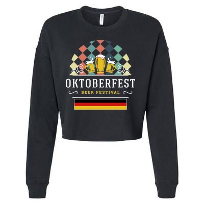 Vintage Oktoberfest Drinking Cropped Pullover Crew