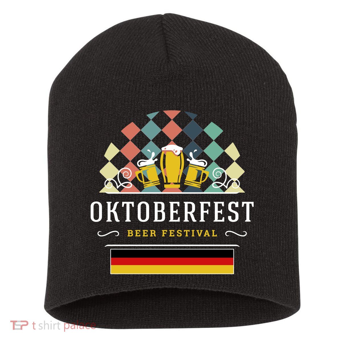Vintage Oktoberfest Drinking Short Acrylic Beanie