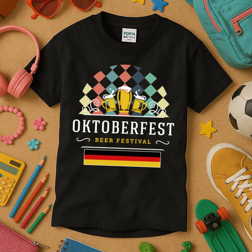 Vintage Oktoberfest Drinking Kids T-Shirt