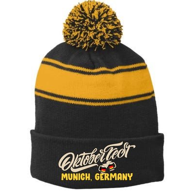 Vintage Oktoberfest Munich Stripe Pom Pom Beanie
